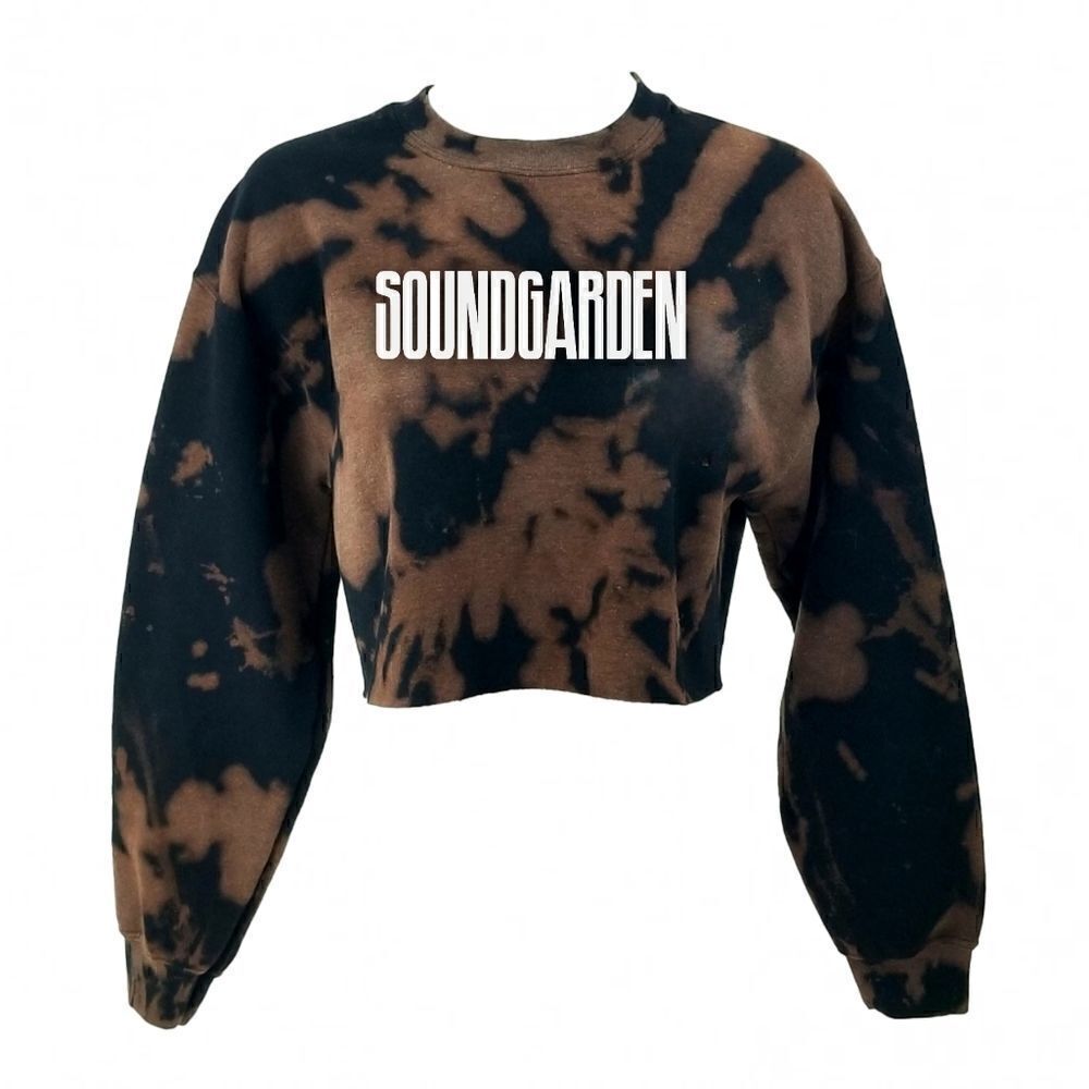 SOUNDGARDEN Rock Band Acid Wash Cropped Crop Top Pullover Crewneck Sweatshirt